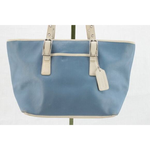 Old Coach Coach 2003 Legacy West Market Tote 9847 Vintage Y2K Blue & Bone - Picture 1 of 13